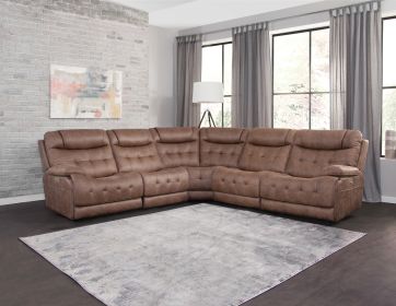 5-Piece Modular Reclining Sofa Sectional - Power Headrest, Power Footrest - Ultimate Relaxation and Customizable Configuration - Button Tufted Design