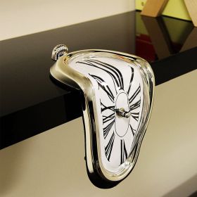Golden Distorted Melted Twisted Clock