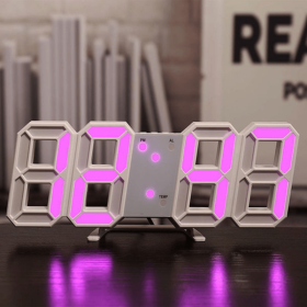 1pc 3D LED Digital Clock; Bedroom LED Clock For Home Decor - Purple