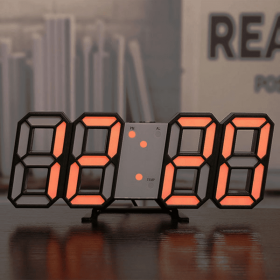 Orange 3D LED Bedroom Digital Clock