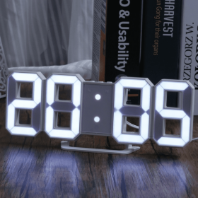 3D LED Digital Clock - White