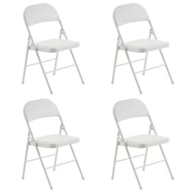 4pcs Elegant Foldable Iron & PVC Chairs for Convention & Exhibition White - as picture