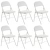 6pcs Elegant Foldable Iron & PVC Chairs for Convention & Exhibition White - as picture