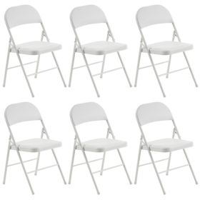 6pcs Elegant Foldable Iron & PVC Chairs for Convention & Exhibition White - as picture