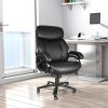 Executive Office Chair; High Quality PU Leather Chair with Soft Cushion and Backrest;  400lbs; Black - black