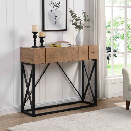 43.31'' Luxury Wood Sofa Table, Industrial Console Table for Entryway, Hallway Tables with Two Drawers for Living Room - as Pic