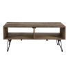 Betsy 42 Inch Reclaimed Wood Rectangle Farmhouse Coffee Table With Storage, Iron Legs, Natural Brown - as Pic