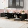 U-Can Modern TV Stand with 5 Champagne legs - Durable, stylish, spacious, versatile storage TVS up to 77" (Black) - as Pic