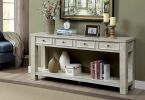 Sofa Table Antique White Rustic Solid wood Storage Table Open Shelf Bottom Living Room 1pc Side Table. - as Pic