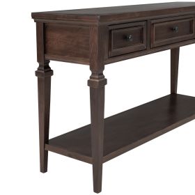 TREXM Classic Retro Style Console Table with Three Top Drawers and Open Style Bottom Shelf, Easy Assembly (Espresso) - as Pic