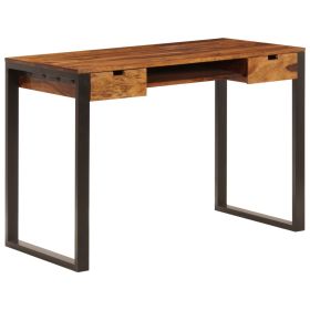 Desk 43.3"x21.7"x30.7" Solid Sheesham Wood and Steel - Brown