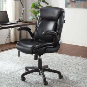 Air Lumbar Bonded Leather Manager Office Chair - Black