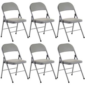6pcs Elegant Foldable Iron & PVC Chairs for Convention & Exhibition Gray - as picture