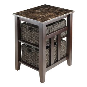 Zoey Side Table Faux Marble Top with 2 Baskets - 76320