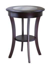 Cassie Round Accent Table with Glass - 40019