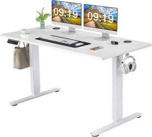 Electric Height Adjustable Standing Desk,Sit to Stand Ergonomic Computer Desk,White,55'' x 24" - as Pic