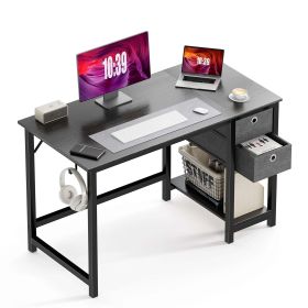 Modern Simple Style Home Office Writing Desk with 2-Tier Drawers Storage,Black Wood,47IN - as Pic