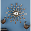 DecMode 22" Brown Metal Starburst Wall Clock - DecMode