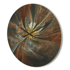 Designart 'Yellow Symmetrical Fractal Flower' Modern Wood Wall Clock - Designart