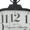 DecMode 18" x 26" Black Metal Distressed Pocket Watch Style Wall Clock with Ring Finial - DecMode