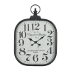 DecMode 18" x 26" Black Metal Distressed Pocket Watch Style Wall Clock with Ring Finial - DecMode