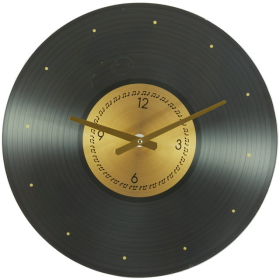 The Novogratz 20" Black Glass Musical Notes Record Style Wall Clock - The Novogratz