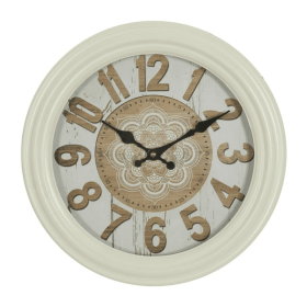 DecMode 14" White Metal Fluted Frame Wall Clock - DecMode