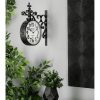 DecMode 15" Black Metal Vintage Style Wall Clock with Scroll Designs - DecMode