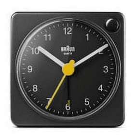 Braun BC02XB: Sleek Black Travel Alarm Clock with Snooze, Light, and Quiet Quartz Movement - Braun