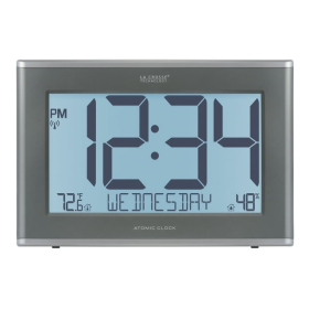 La Crosse Technology Extra-Large Soft Gray Atomic Wall/Table Digital Clock, 513-21867-Int - La Crosse Technology