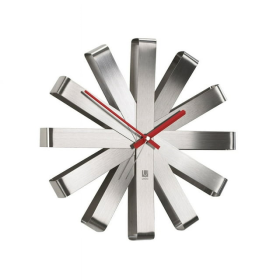 Umbra Ribbon Modern Metal Wall Clock Silent Analog Battery Operated Quartz Movement Steel - Umbra