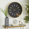 DecMode 24" Black Metal Wall Clock with Gold Accents - DecMode