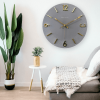 Westclox Contemporary 16" Analog QA Wall Clock-Gray with Raised Gold Numbers - Accurate Timekeeping - Westclox