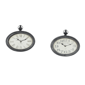 DecMode 12"H, 11"W Cream Metal Pocket Watch Style Wall Clock (2 Count) - DecMode