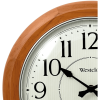 Traditional 12.5' Brown Wood Analog QA Wall Clock with Quiet Sweep Movement and Decorative Metal Hands. - Westclox