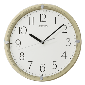 Seiko 12" Kuota Round Wall Clock, Golden Color Frame, Analog, Quartz, Battery Operated, Traditional QHA007GLH - Seiko