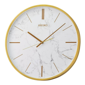 Seiko 16" Carrara Gold & White Glamorous Round Wall Clock, QXA760GLH - Seiko