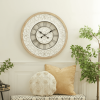 DecMode 32" White Wood Floral Carved Wall Clock - DecMode