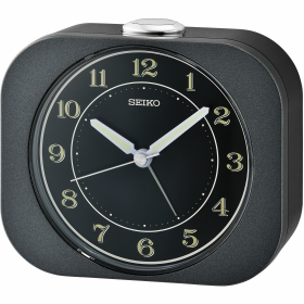 Seiko 4 inch Kyoda Beep Alarm Metallic Black Analog Quartz Desk Clock QHE195JLH - Seiko