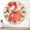 Designart 'Abstract Portrait of Pink Flamingo I' Farmhouse Wood Wall Clock - Designart