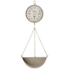 Woven Paths 16.25" x 8" x 42" Hanging Produce Scale Wall Clock in Distressed White - Woven Paths