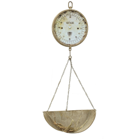 Woven Paths 16.25" x 8" x 42" Hanging Produce Scale Wall Clock in Distressed White - Woven Paths