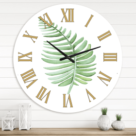 Designart 'Tropical Leaf Of Monstera Iii' Farmhouse Wall Clock - Designart