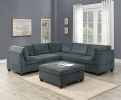 Living Room Furniture Grey Chenille Modular Sectional 6pc Set Corner Sectional Modern Couch 3x Corner Wedge 2x Armless Chairs and 1x Ottoman Plywood -
