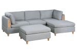 Living Room Furniture 5pc Modular Sofa Set Light Grey Dorris Fabric Couch 2x Corner Wedges 1x Armless Chair And 2x Ottoman - as Pic