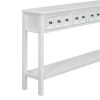 TREXM Rustic Entryway Console Table, 60" Long Sofa Table with two Different Size Drawers and Bottom Shelf for Storage (Antique White) - as Pic