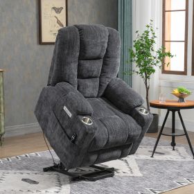 EMON'S Large Power Lift Recliner Chair with Massage and Heat for Elderly, Overstuffed Wide Recliners, Heavy Duty Motion Mechanism with USB and Type C