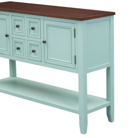 TREXM Cambridge Series Ample Storage Vintage Console Table with Four Small Drawers and Bottom Shelf for Living Rooms, Entrances and Kitchens (Retro Bl