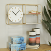 DecMode 27" x 15" Gold Metal 2 Shelf Wall Clock - DecMode