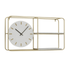 DecMode 27" x 15" Gold Metal 2 Shelf Wall Clock - DecMode